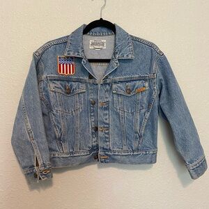 Jordache Blue Denim Jacket with USA Patch